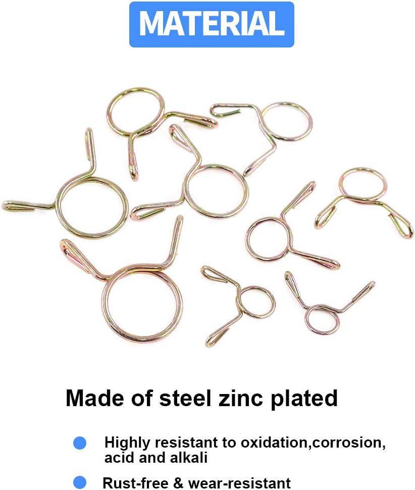 Glarks 290Pcs Fuel Line Hose Water Pipe Air Tubing Spring Clips Clamps Assortment Kit - Size 5-13MM