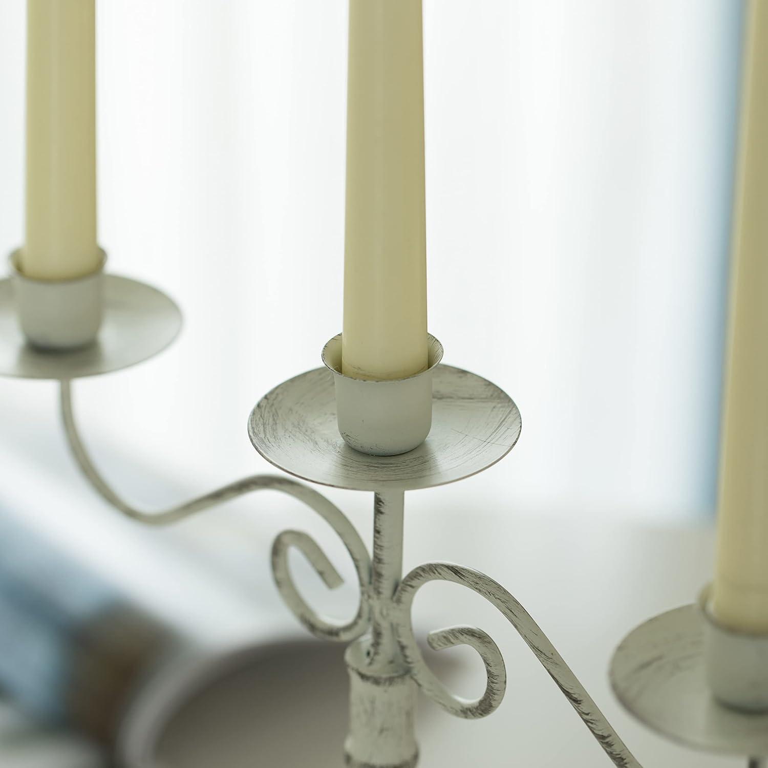 Fabulaxe Antique 12" Distressed 3 Arm Metal Candelabra for Dining Room, Entryway, Kitchen and Vanity