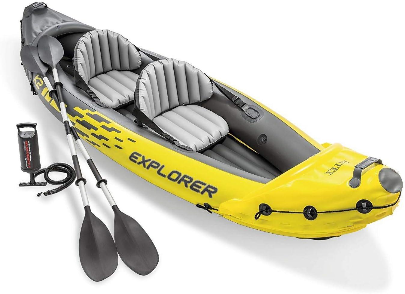 Intex 2-Person Inflatable Kayak w/ Oars & Air Pump & 4 Person Boat w/ Oars &Pump