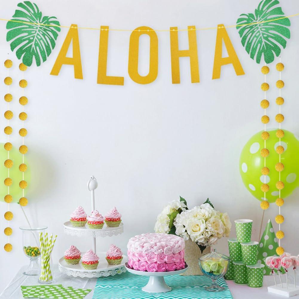 Hawaiian Aloha Party Decorations Large Gold Glittery Aloha Banner for Luau Party Supplies Favors