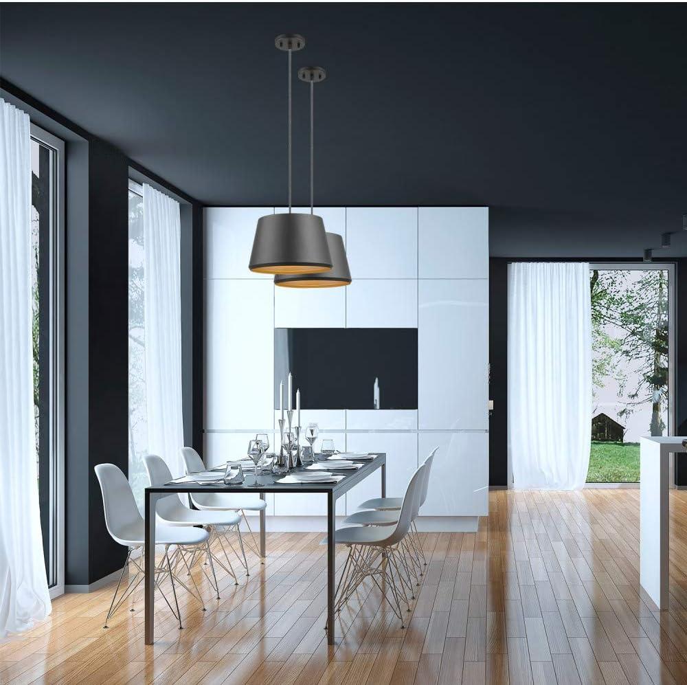 GLOBE Electric Harvey 1-Light Pendant Lighting, Matte Black, Black Fabric Cord, Bulb Not Included