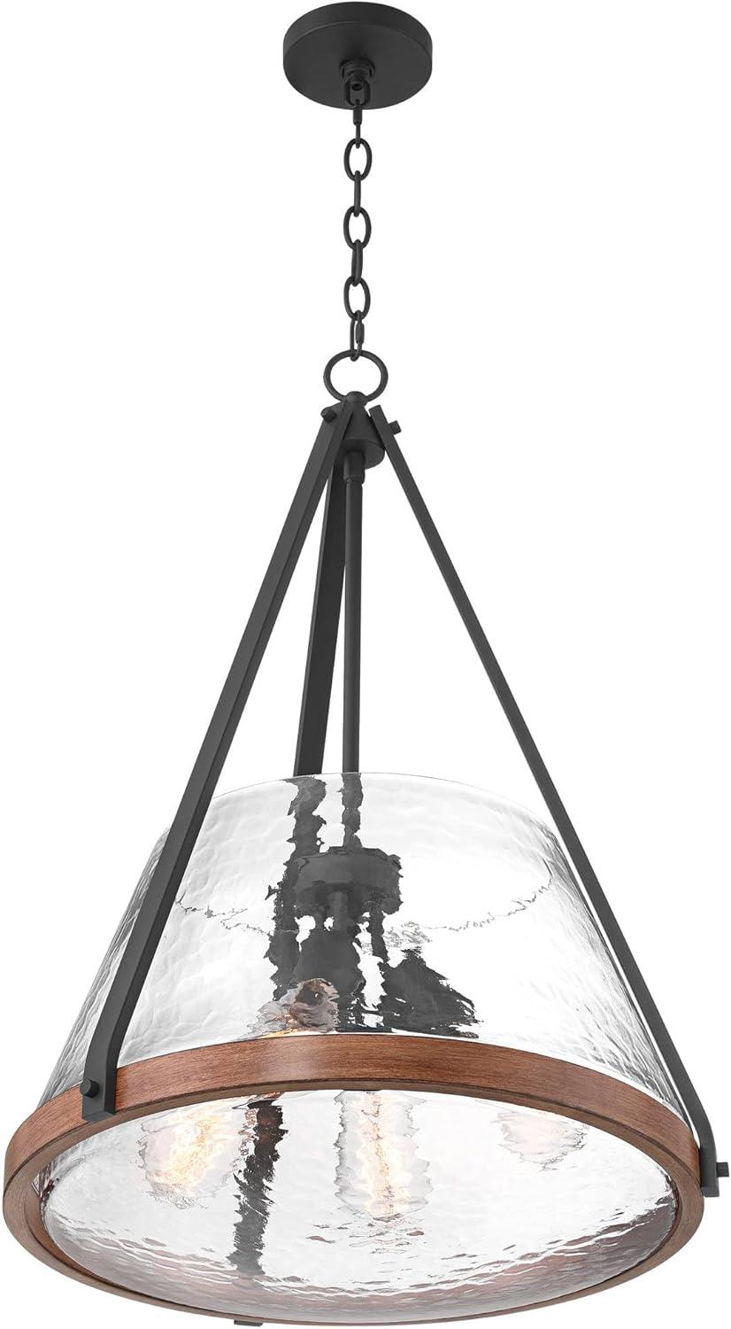 Franklin Iron Works Dana 19 1/2" Farmhouse Rustic Pendant Chandelier Ceiling Light Fixture Dining Room Over Table Hanging 4-Light Black Wood Finish