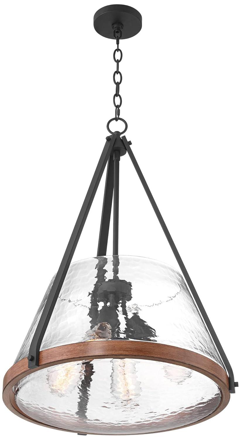 Franklin Iron Works Dana 19 1/2" Farmhouse Rustic Pendant Chandelier Ceiling Light Fixture Dining Room Over Table Hanging 4-Light Black Wood Finish