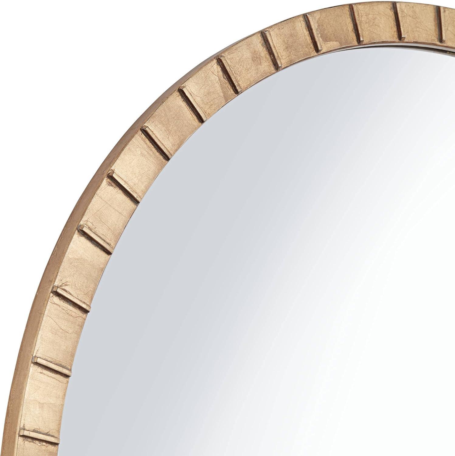 Uttermost Gracia Round Vanity Decorative Wall Mirror Modern Warm Gold Leaf Tiled Iron Frame 34" Wide for Bathroom Bedroom Living Room Home Office