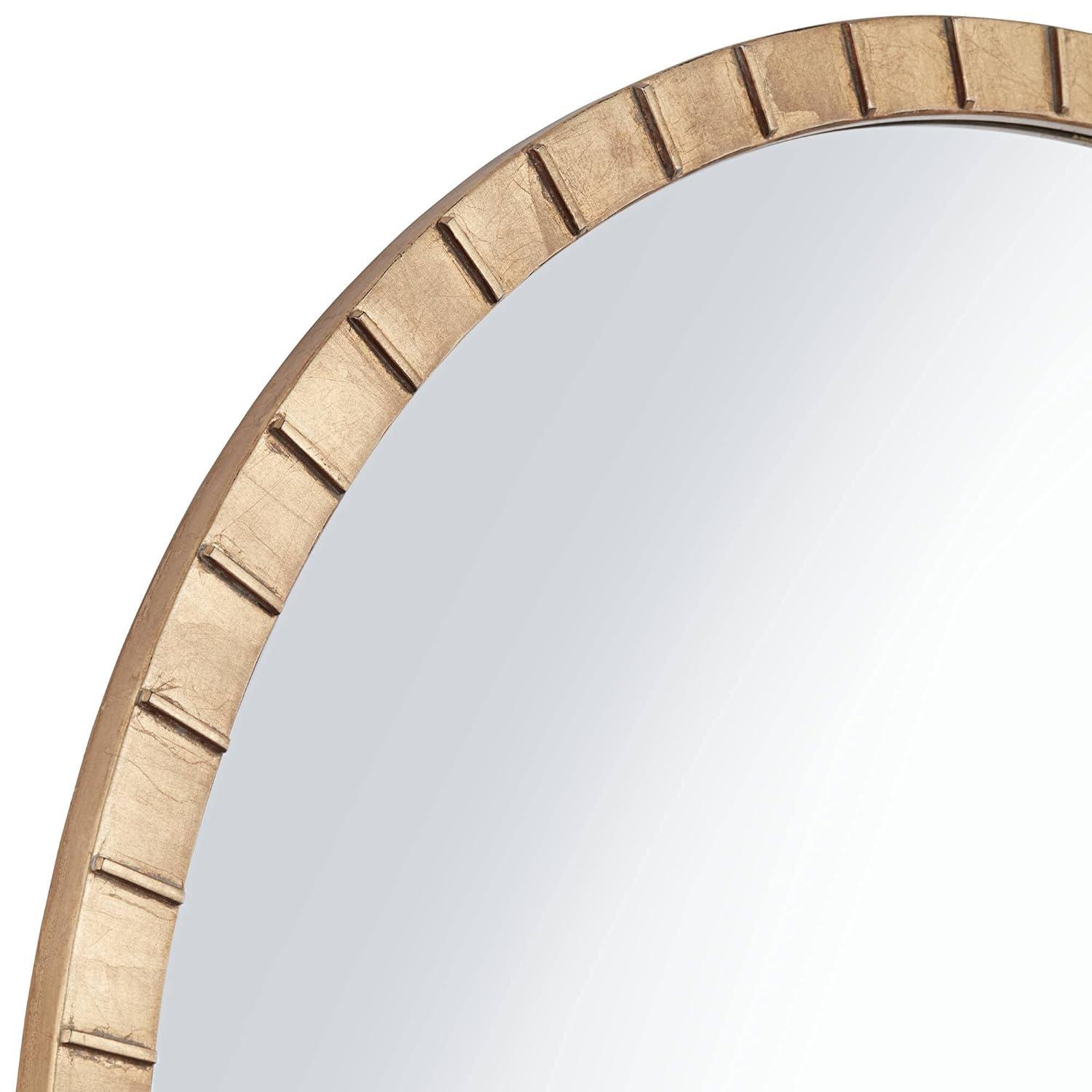 Uttermost Gracia Round Vanity Decorative Wall Mirror Modern Warm Gold Leaf Tiled Iron Frame 34" Wide for Bathroom Bedroom Living Room Home Office