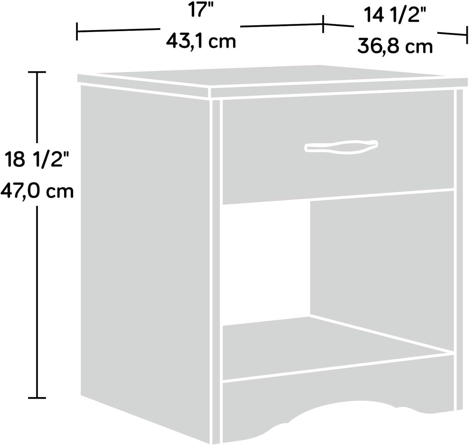 Beginnings Nightstand: Sauder Cinnamon Cherry, Open Shelf, Metal Hardware, CARB Certified