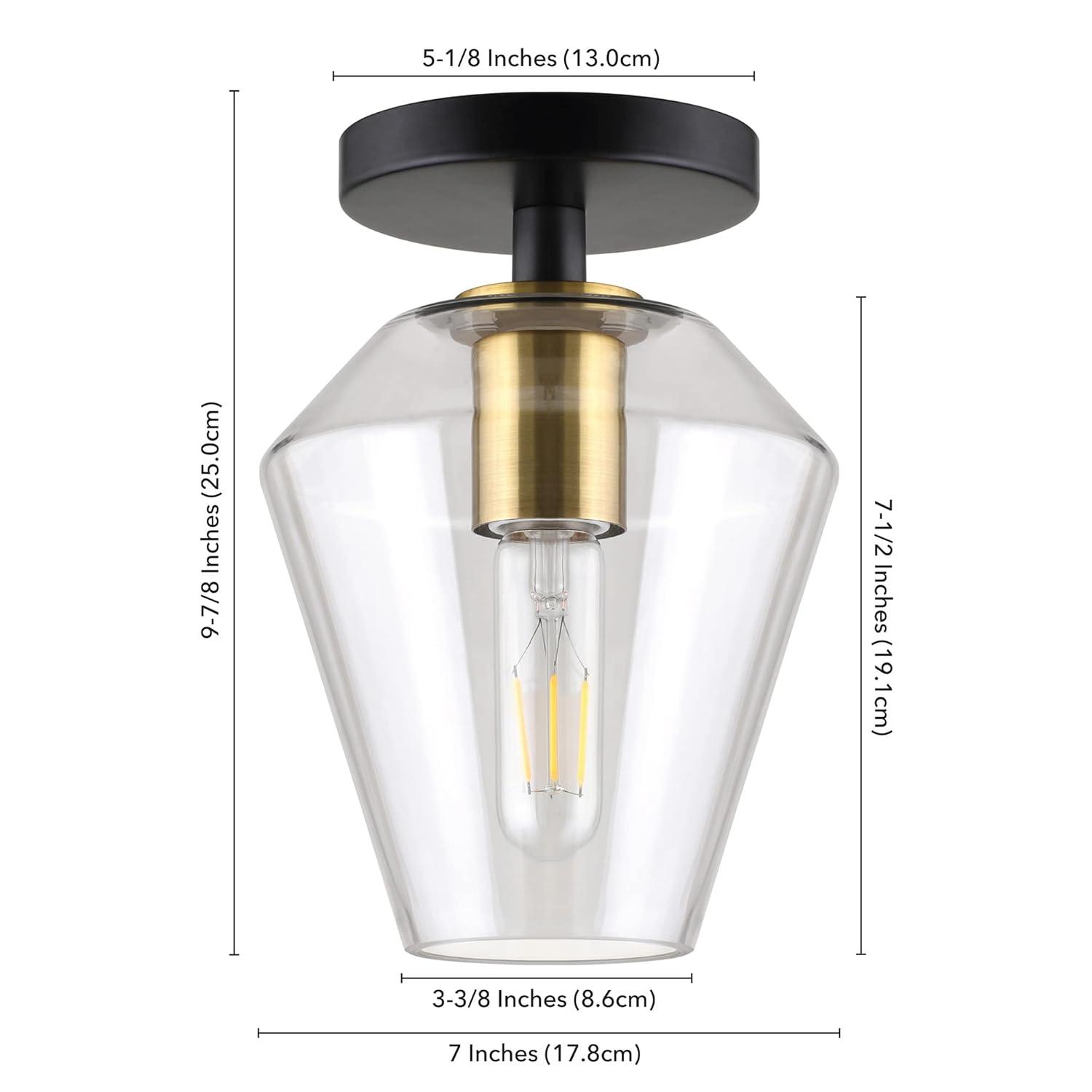 Evelyn&Zoe 7" Black Semi Flush Mount