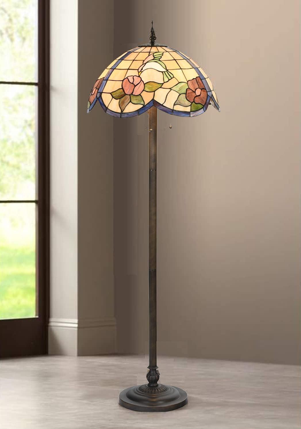 Fine Art Lighting Tiffany Style Hummingbird Floral 63" Floor Lamp