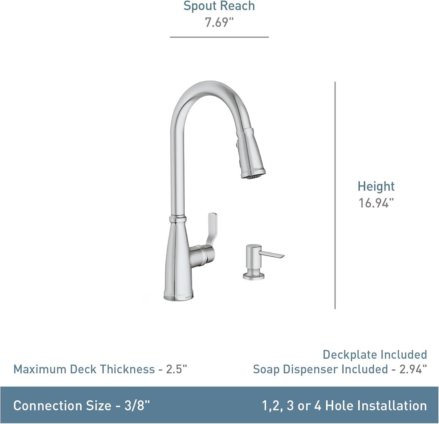 Moen Nolia 1-Handle Pull-Down High Arc Kitchen Faucet, Spot Resistant Stainless