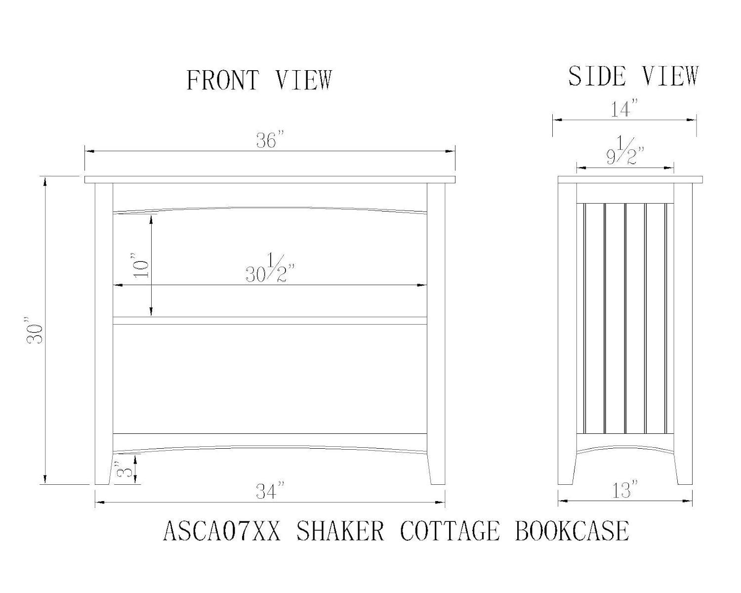 30" 2 shelf Bookshelf Hardwood Cherry - Alaterre Furniture: Mid-Century Modern, Fixed Shelves, Metal Hardware