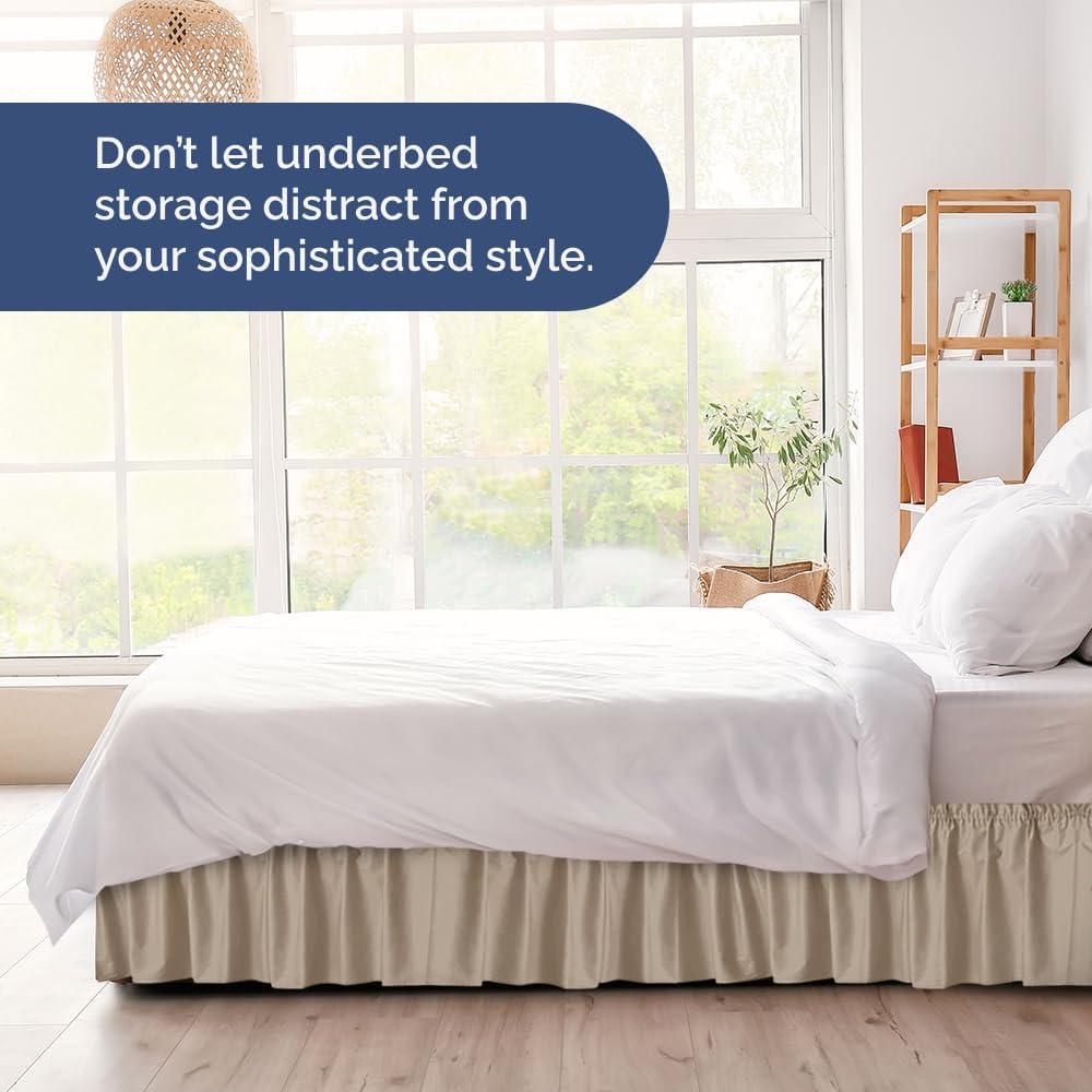 CGK Linens Ruffled Elastic Wrap Around Tailored Bed Skirt