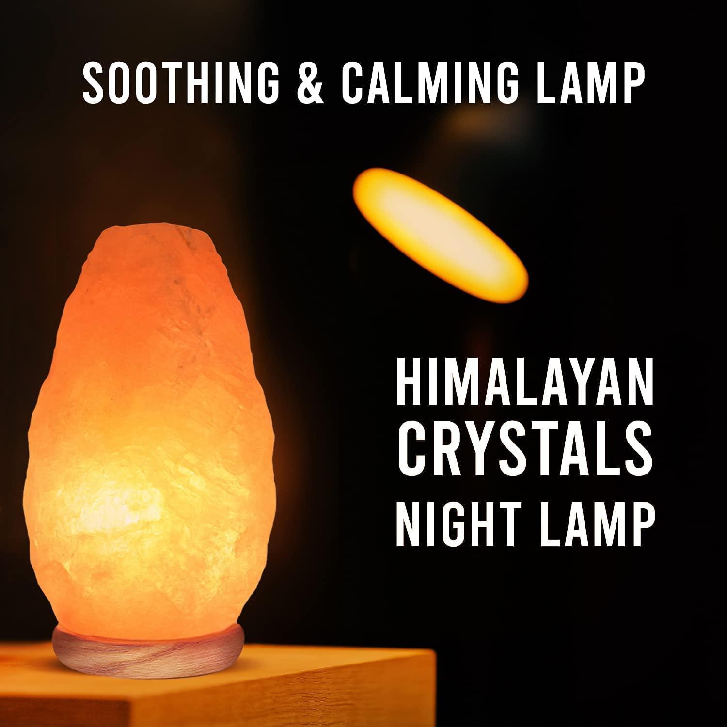Himalayan Glow Natural Himalayan Salt Lamp with Dimmer Switch - All Natural and Handcrafted with Wooden Base – 6-8 lbs