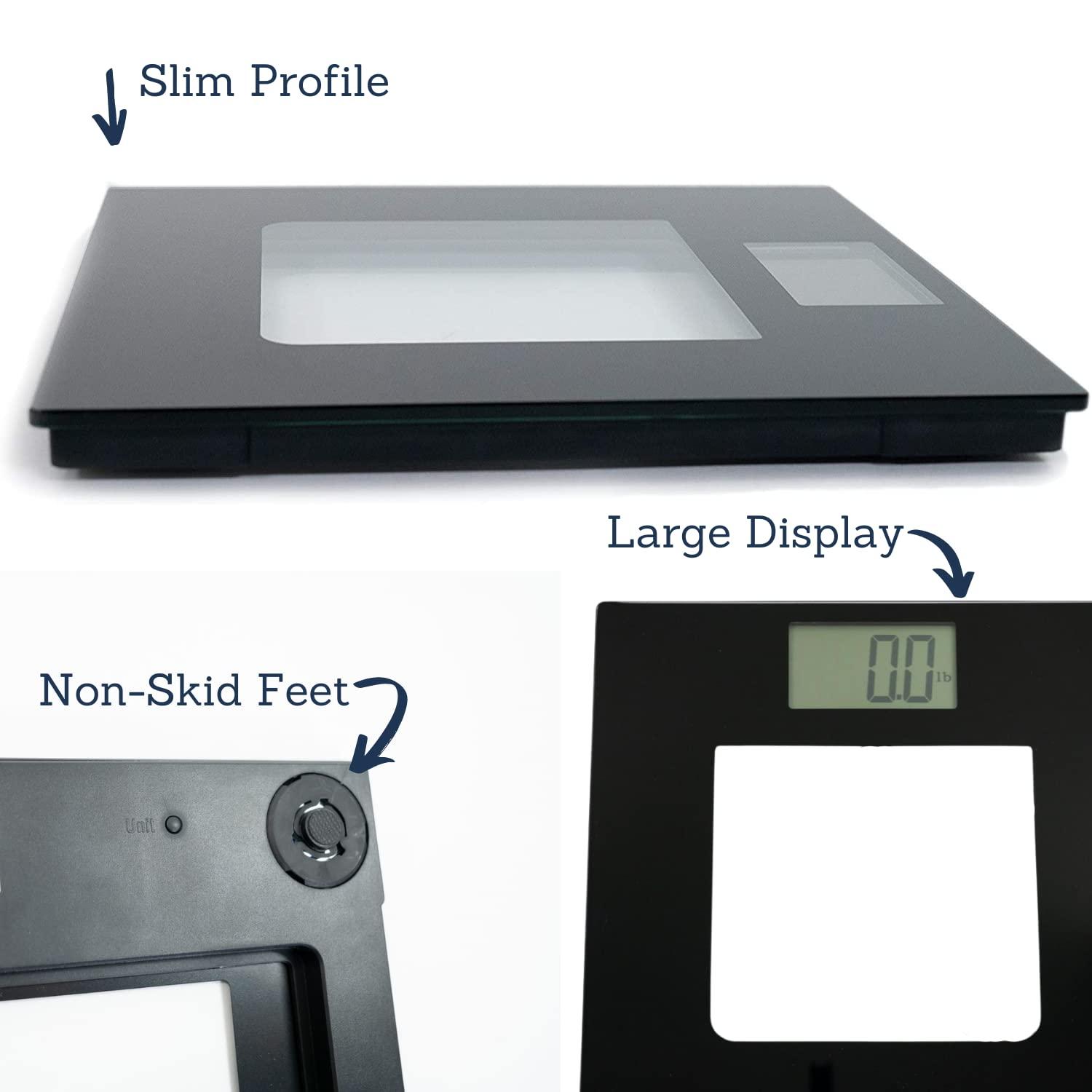 Extra Wide Black Glass Talking Digital Bathroom Scale