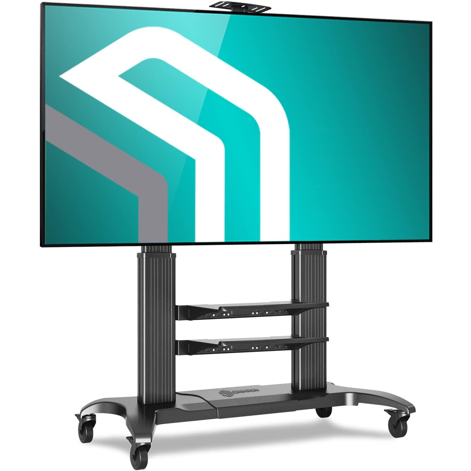 ONKRON Mobile TV Stand for 60-100 Inch Flat/Curved TV up to 301 lbs, Heavy Duty TV Stand Height Adjustable