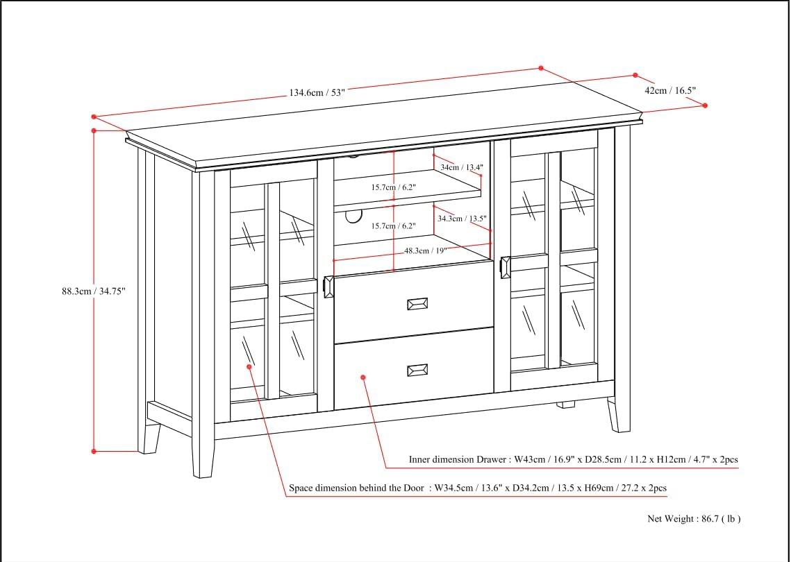 Artisan Wood 53" Transitional TV Media Stand in Farmhouse Gray For TVs up to 60"