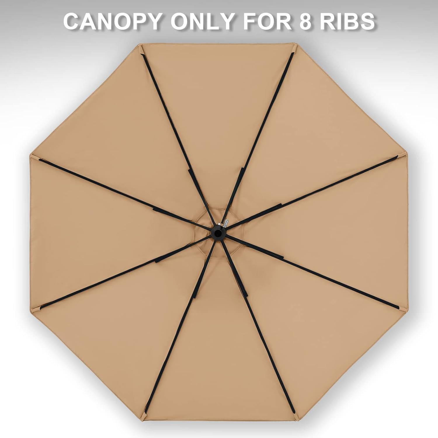 Beige 9 ft Round Cantilever Patio Umbrella with Aluminum Pole