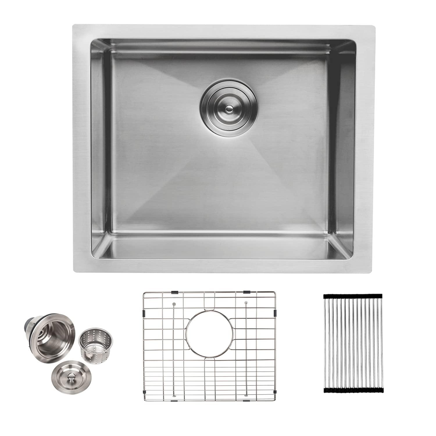 Lordear Undermount Kitchen Sinks 23 inch Small Undermount Bar Sink,16-Gauge Stainless Steel Single Bowl Bar Prep Kitchen Sink One Basin 23x18x10 Inch Handmade