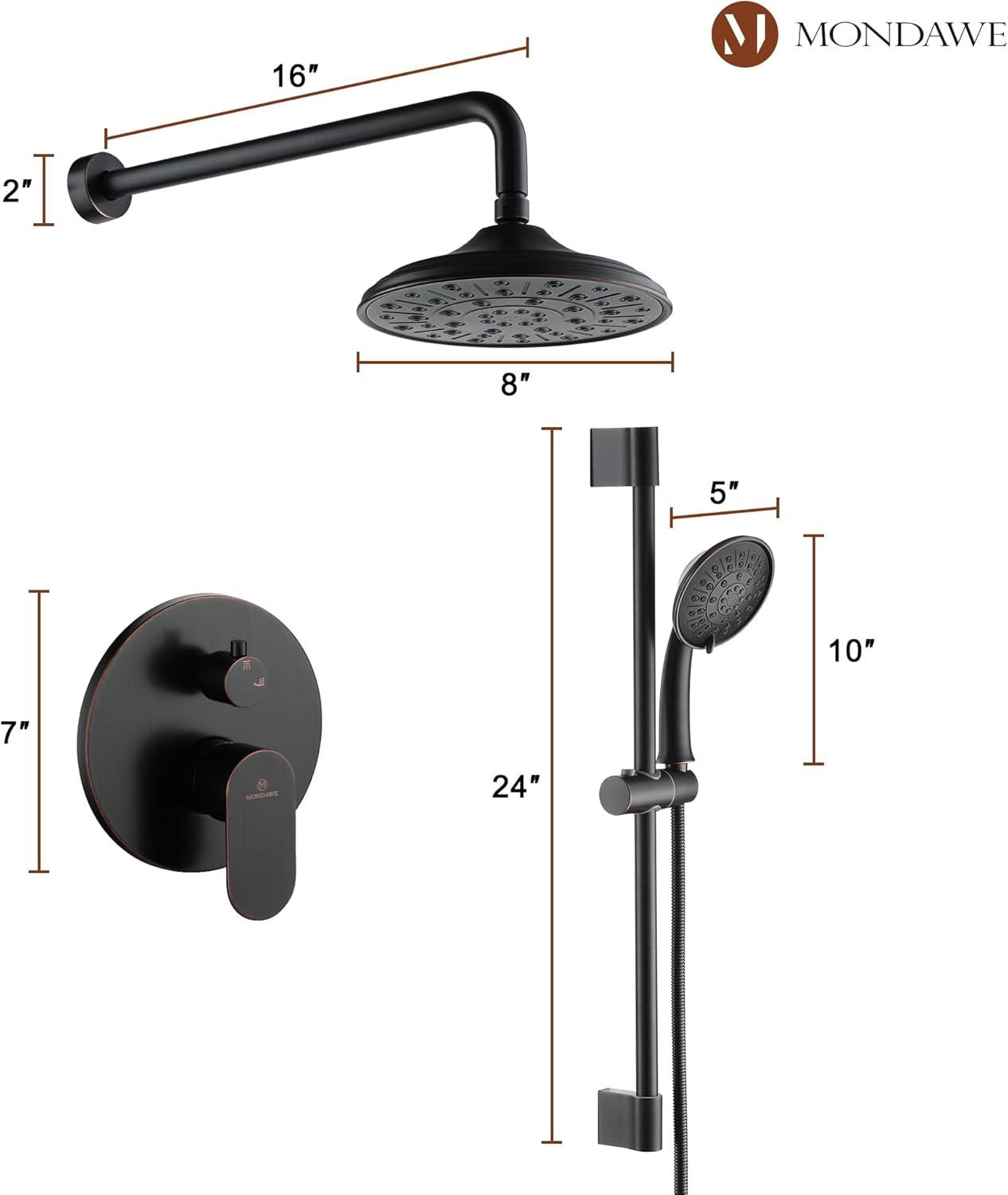 mondawe Calliope Wall Mounted 2-Function Retro Pressure-Balanced Shower System with 3 Setting Handheld MD-A3815-ORB