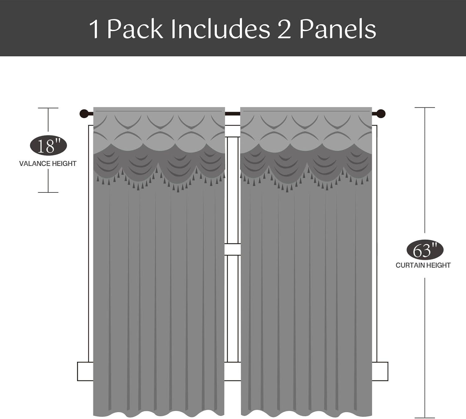 Red Barrel Studio® Embroidery Sheer Curtain 2 Panels Set Luxury Window Curtain Attached Valance With Satin Backing And 2 Tie Backs