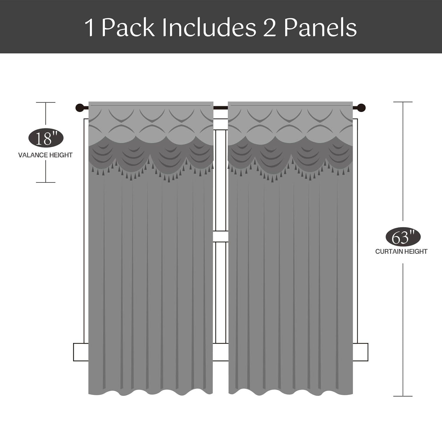 Red Barrel Studio® Embroidery Sheer Curtain 2 Panels Set Luxury Window Curtain Attached Valance With Satin Backing And 2 Tie Backs