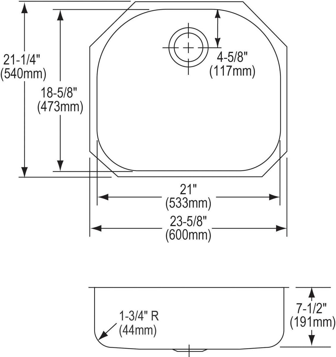 Lustertone 23.625" L x 21.25" WUndermount Kitchen Sink with Sink Grid and Drain Assembly