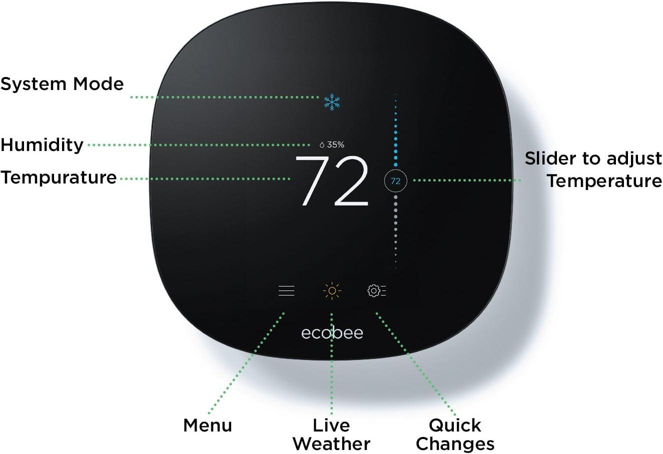 Ecobee Black Touchscreen Smart Wi-Fi Thermostat