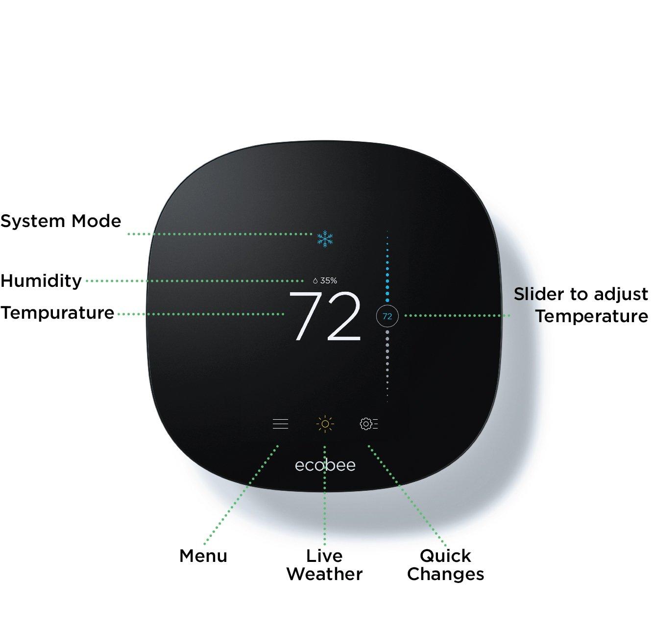 Ecobee Black Touchscreen Smart Wi-Fi Thermostat