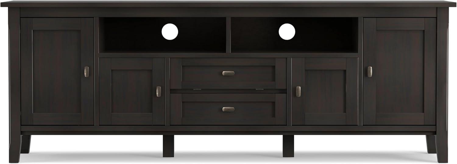 Simpli Home Warm Shaker 72"W Solid Wood TV Stand for TVs up to 80" with 4 Storage Cabinets and 2 Drawers