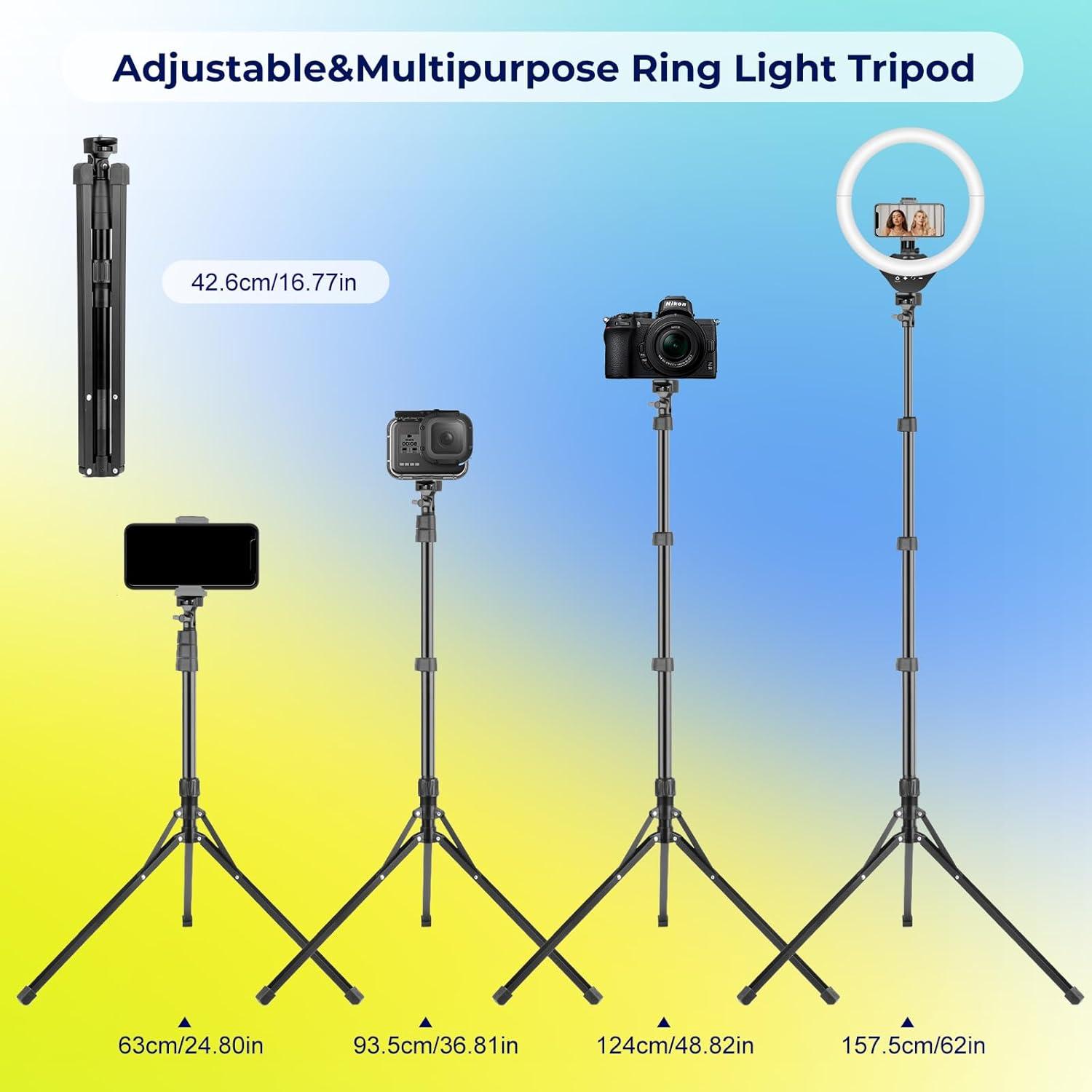 Aureday 14'' Dimmable LED Ring Light with 62'' Tripod Stand