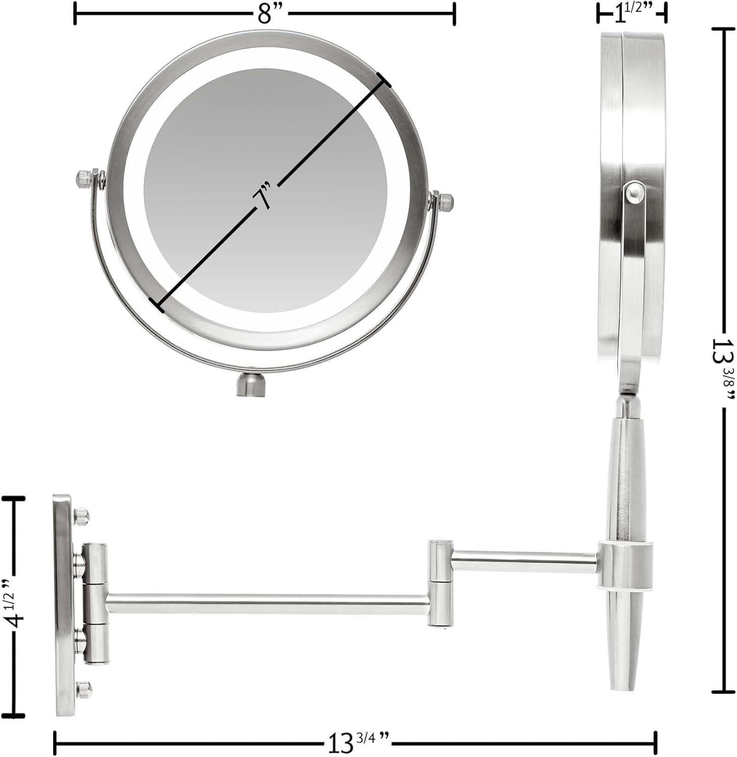 Elegant 7" Stainless Steel LED Magnifying Mirror with Multi-Touch & Variable Light