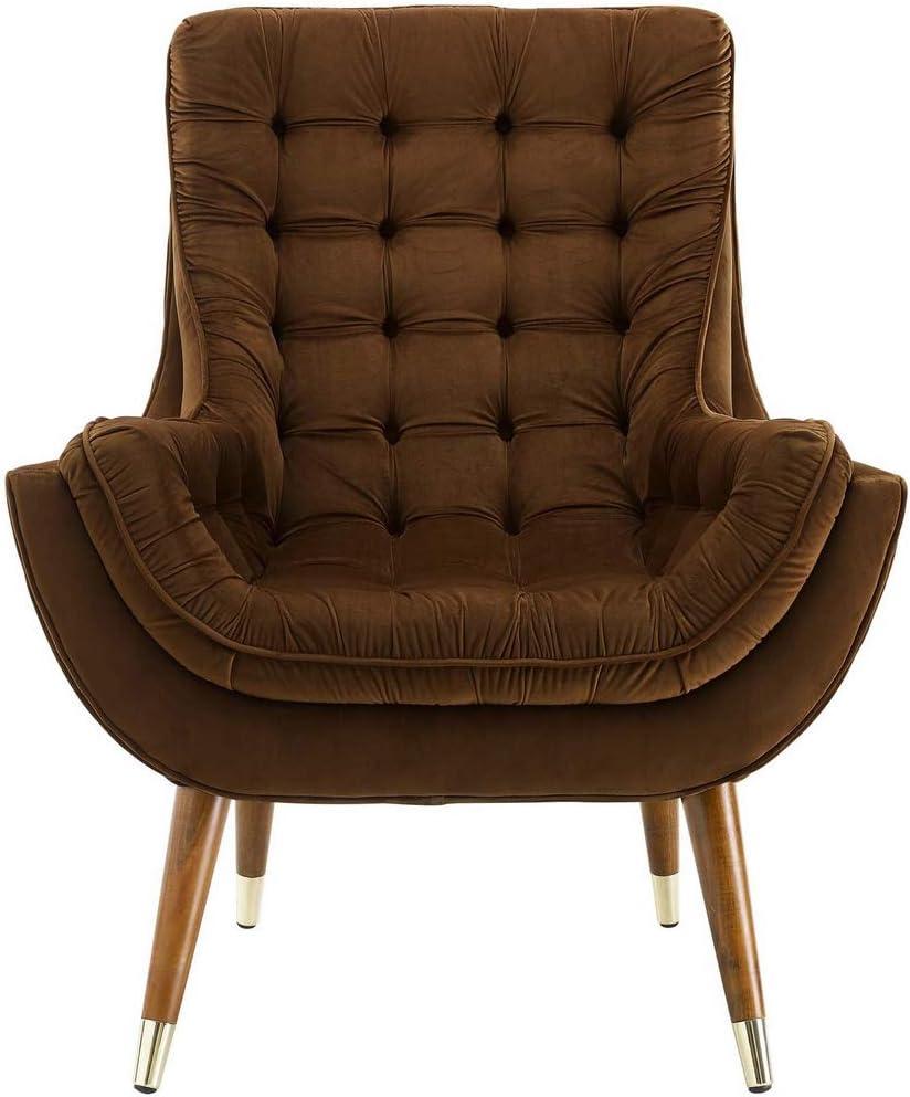 Modway Suggest Tufted Performance Velvet Lounge Chair in Brown