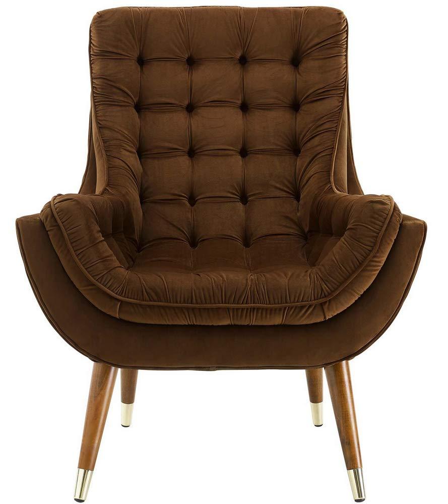 Modway Suggest Tufted Performance Velvet Lounge Chair in Brown