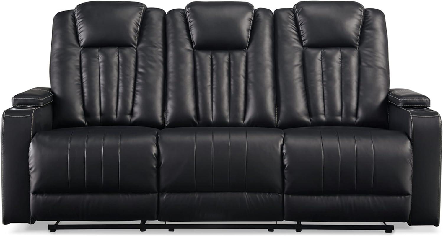 Ashley Furniture Center Point Faux Leather Reclining Sofa in Black