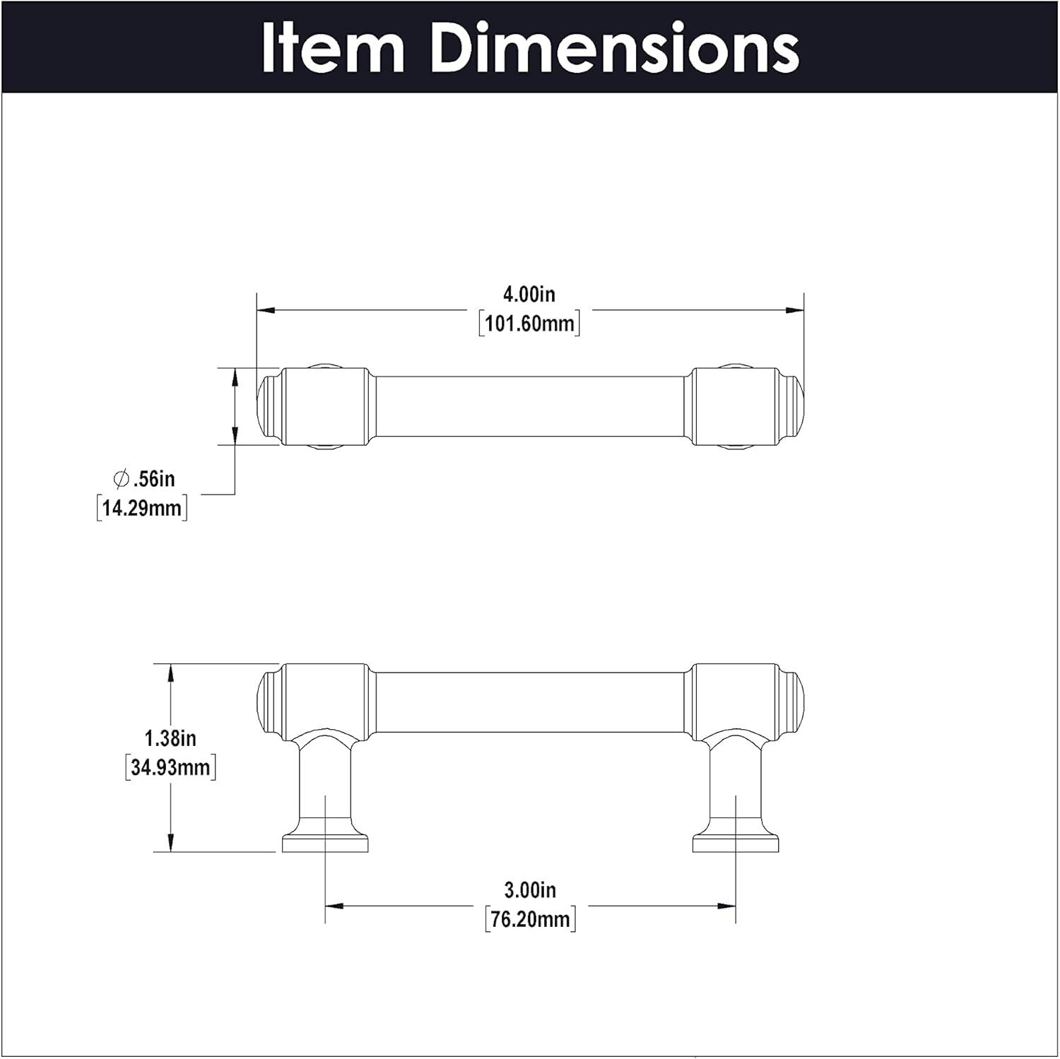 Piper Kitchen Cabinet Handles, Solid Core Drawer Pulls for Cabinet Doors, 5-1/16" (128mm)