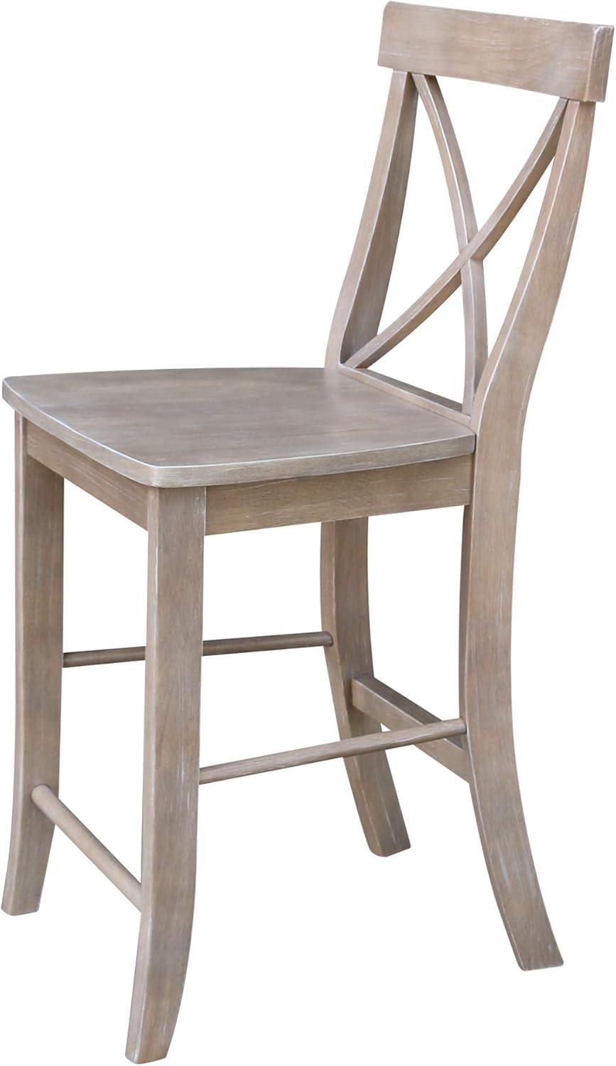 X Back Stool Washed Gray/Taupe - International Concepts