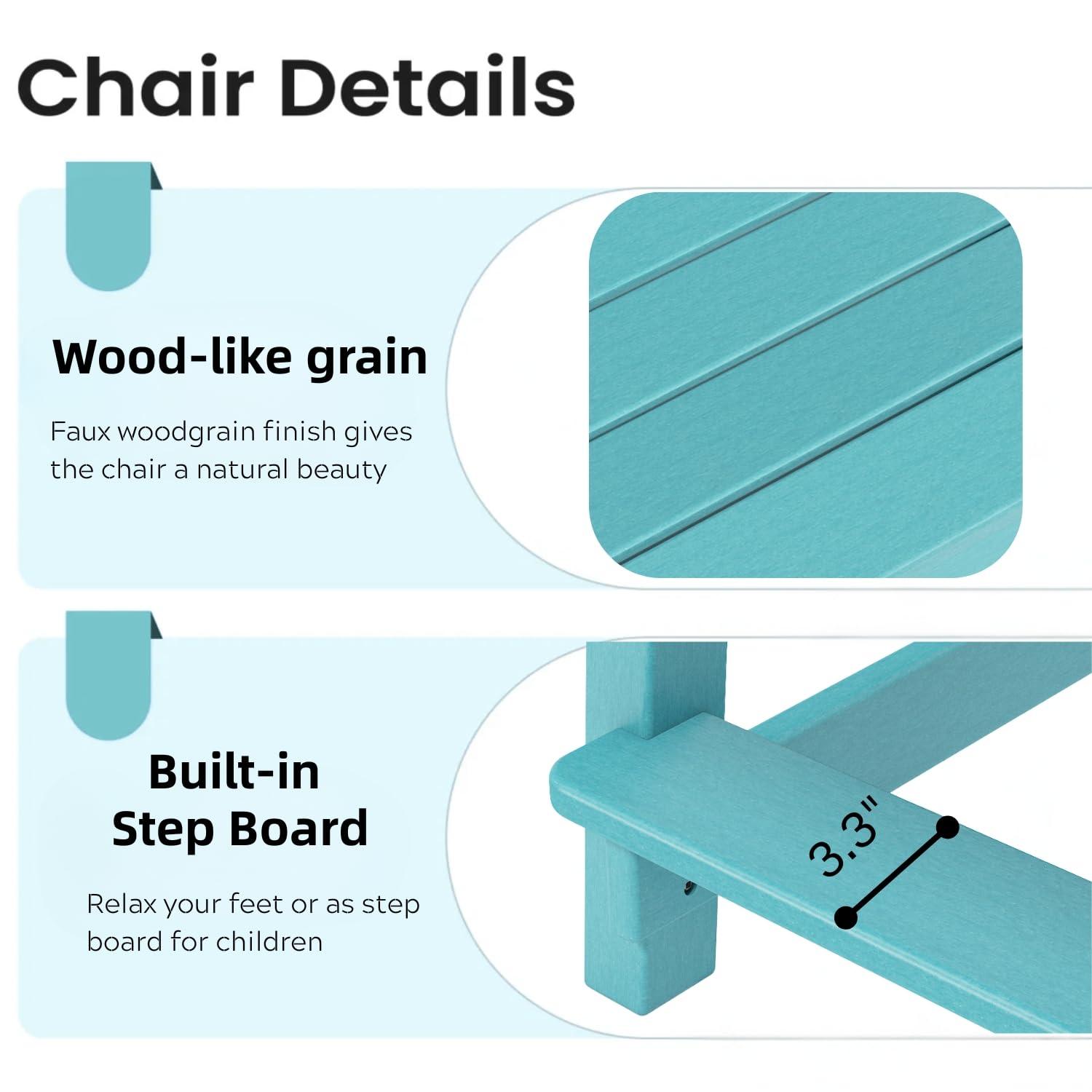 Outdoor Tall Adirondack Chair, Patio Bar Stool Chair with High Back, 400lbs, Widened Arms, All-Weather Balcony Chair for Backyard, Garden, Yard (1 PC)
