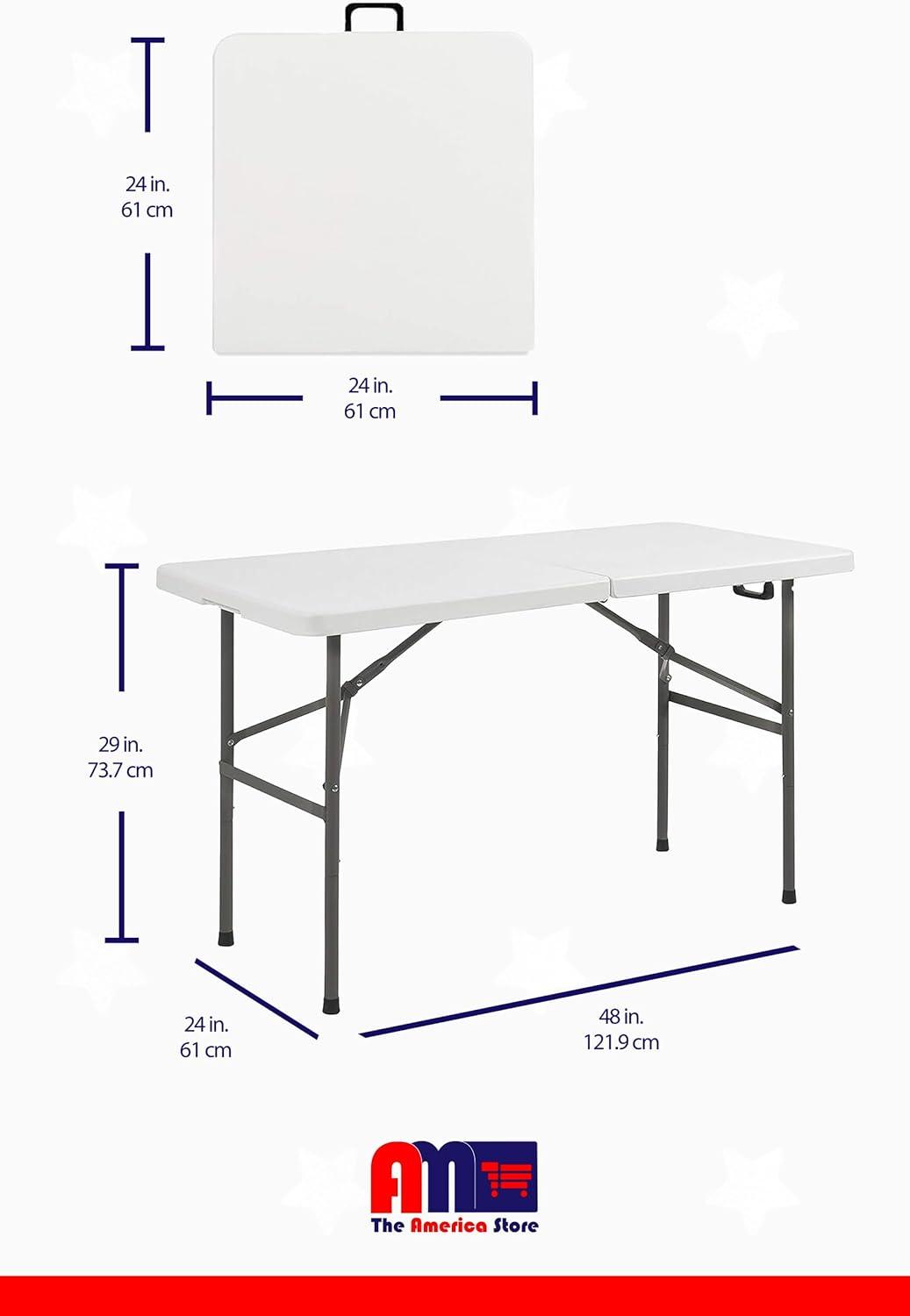 Best Choice Products 4ft Plastic Folding Table, Indoor Outdoor Heavy Duty Portable w/ Handle, Lock for Picnic - White