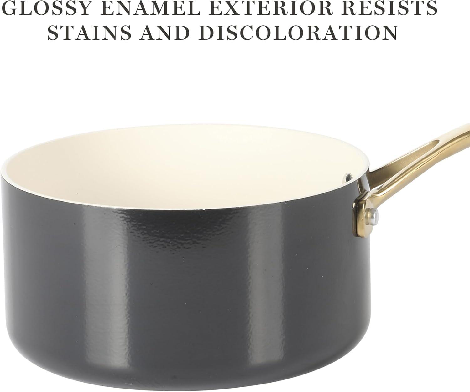 Black and Gold 10-Piece Nonstick Enamel Aluminum Cookware Set