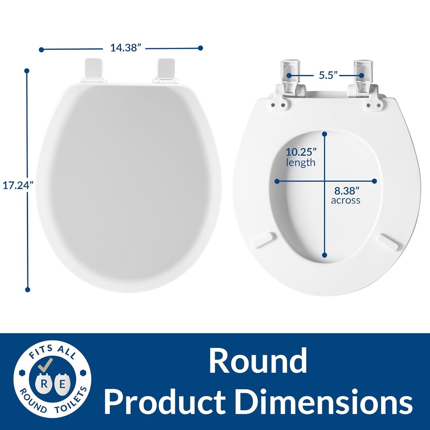 Cameron 41EC Wood Toilet Seat, Never Loosens and Easily Removes for Cleaning, ROUND