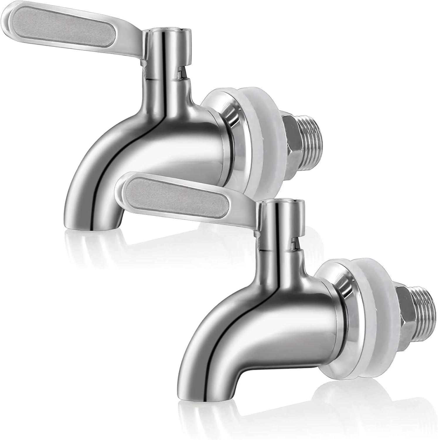 Polished Stainless Steel Beverage Dispenser Replacement Spigot Set