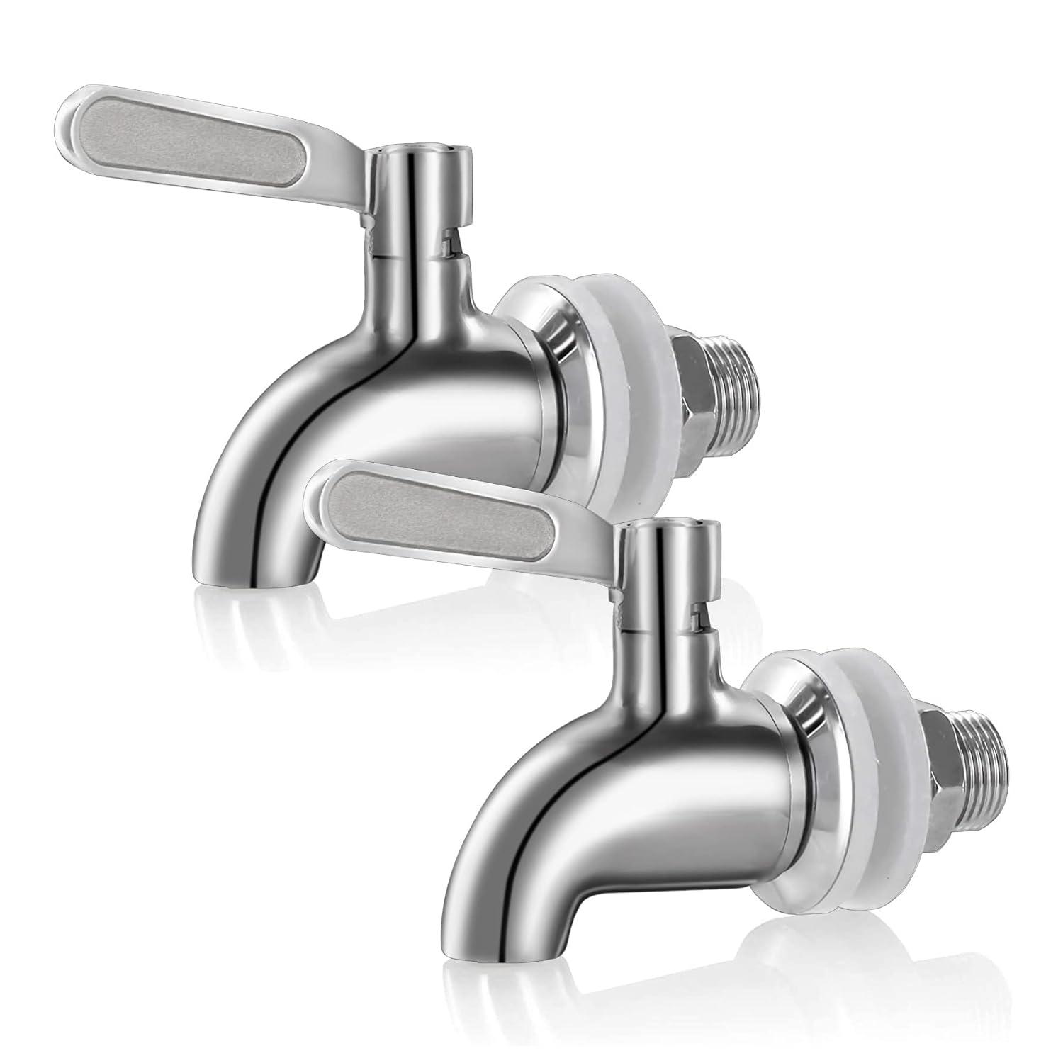 Polished Stainless Steel Beverage Dispenser Replacement Spigot Set