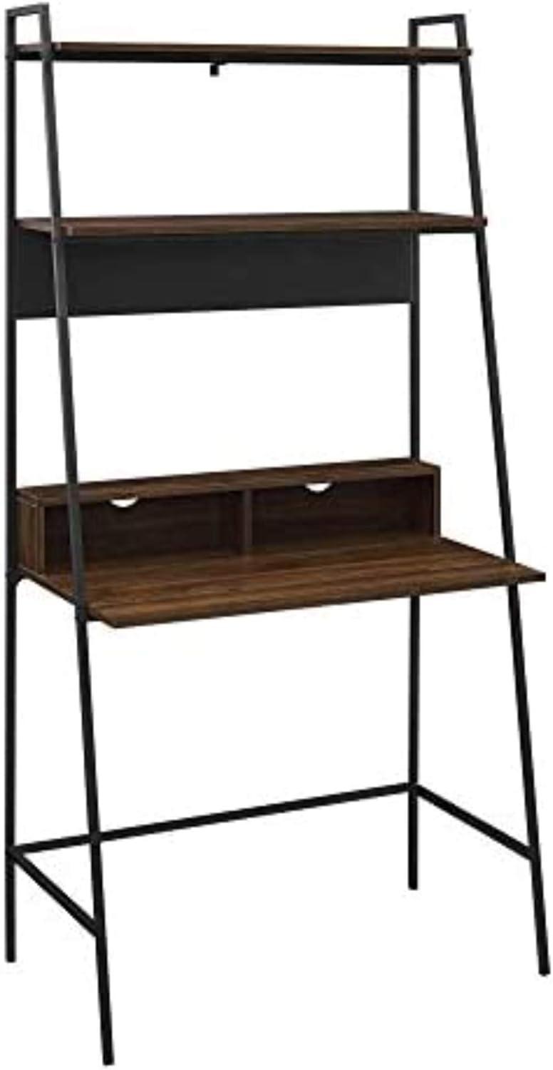 Walker Edison Freya Urban Industrial Ladder Desk with Metal Magnet Board, 36 Inch, Rustic Oak