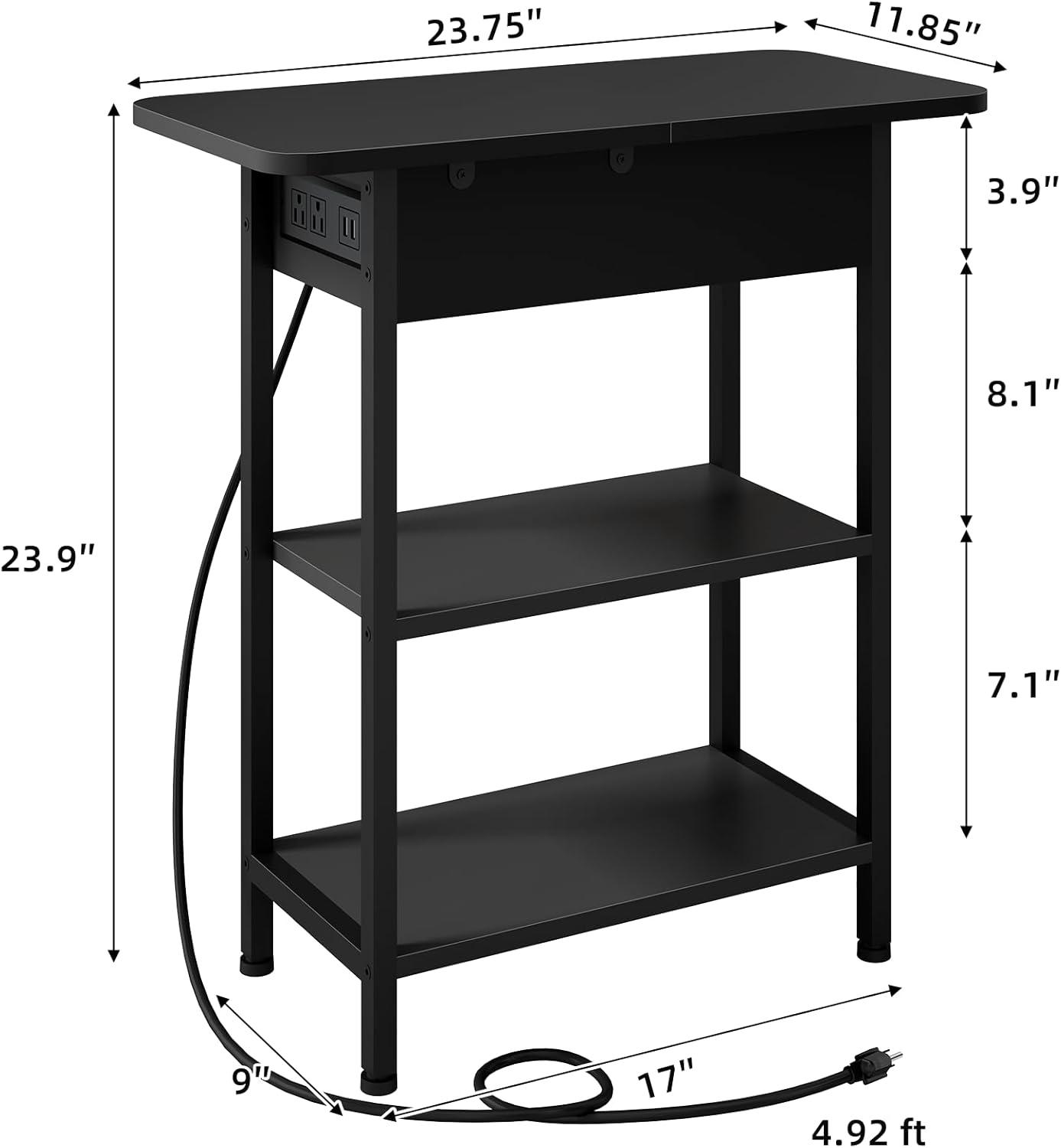 End Table with USB Ports and Outlets,Sofa Couch Table Bedside Table for Living Room Bedroom