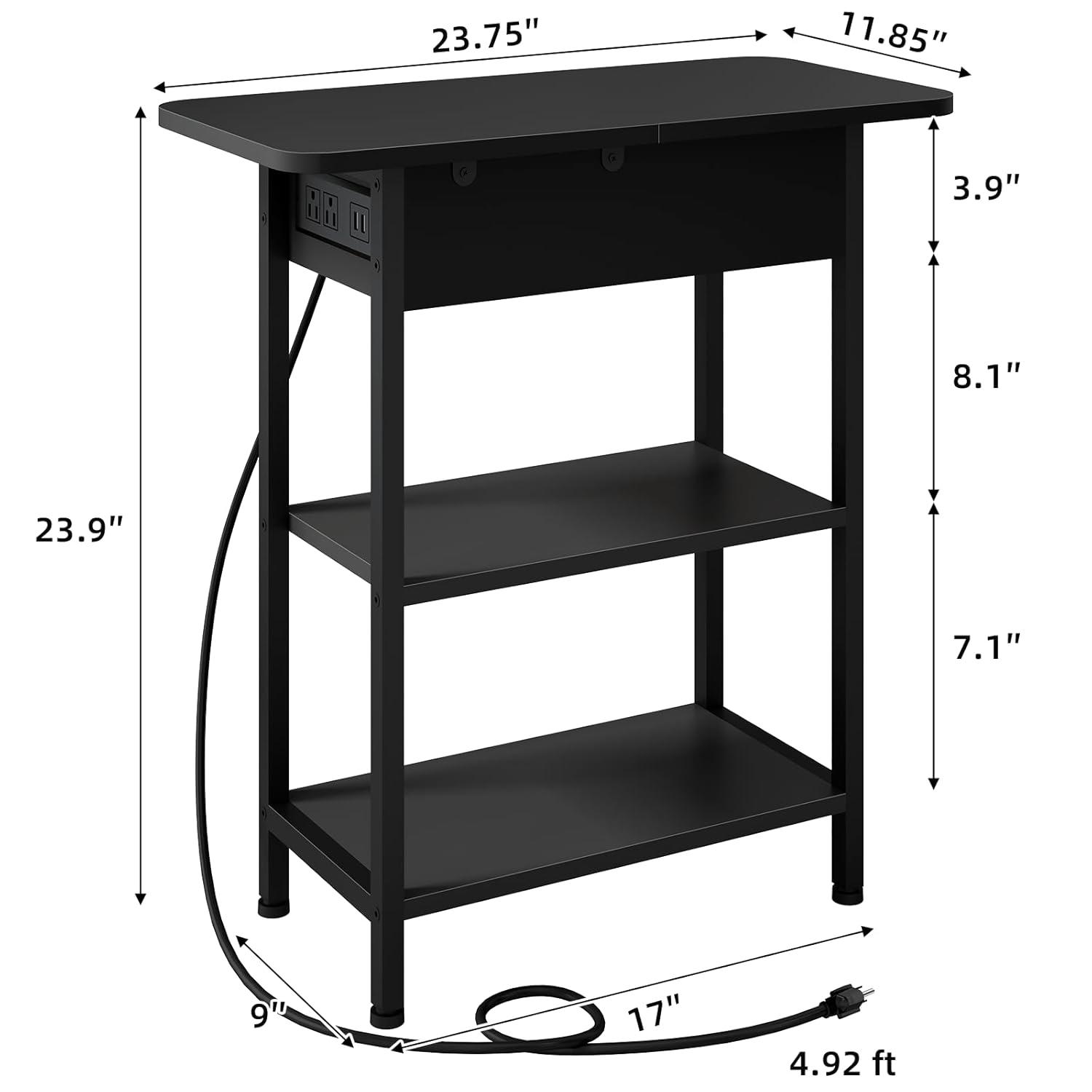 End Table with USB Ports and Outlets,Sofa Couch Table Bedside Table for Living Room Bedroom
