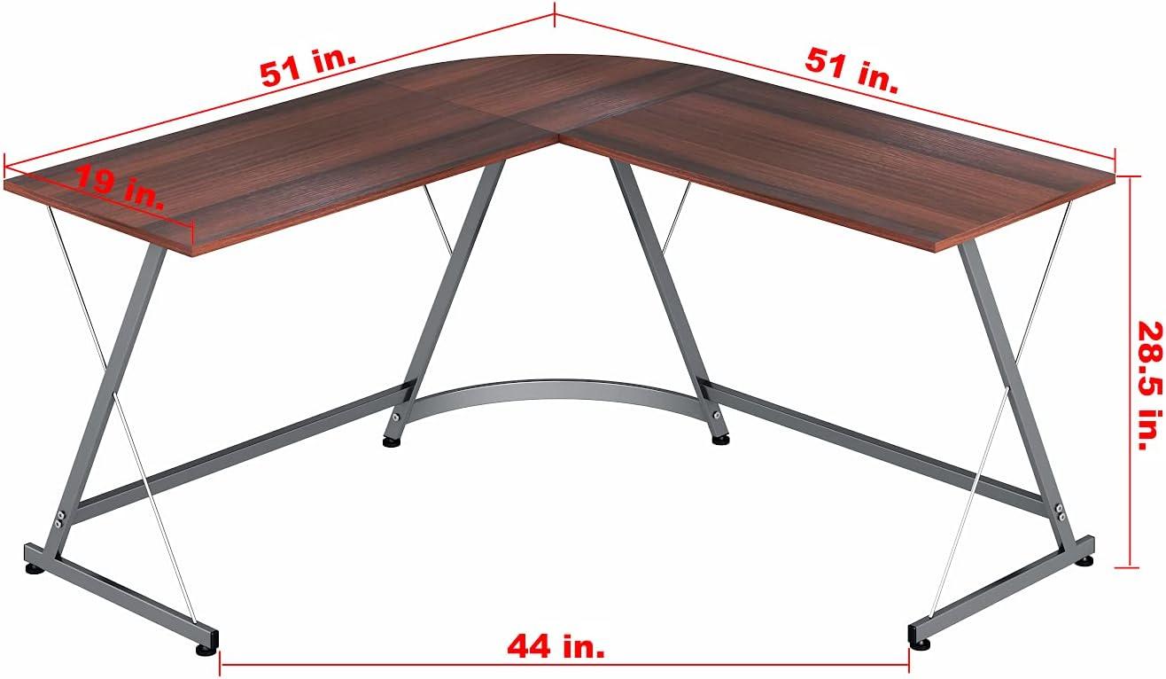 shw l-shaped home office corner adjustable desk wood top, espresso