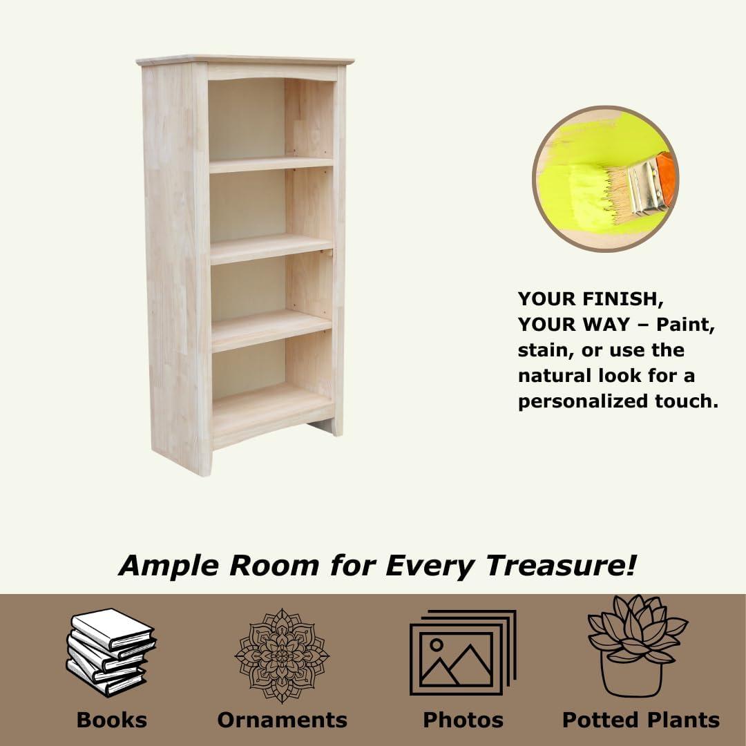 48"x24" Shaker Bookcase Unfinished - International Concepts