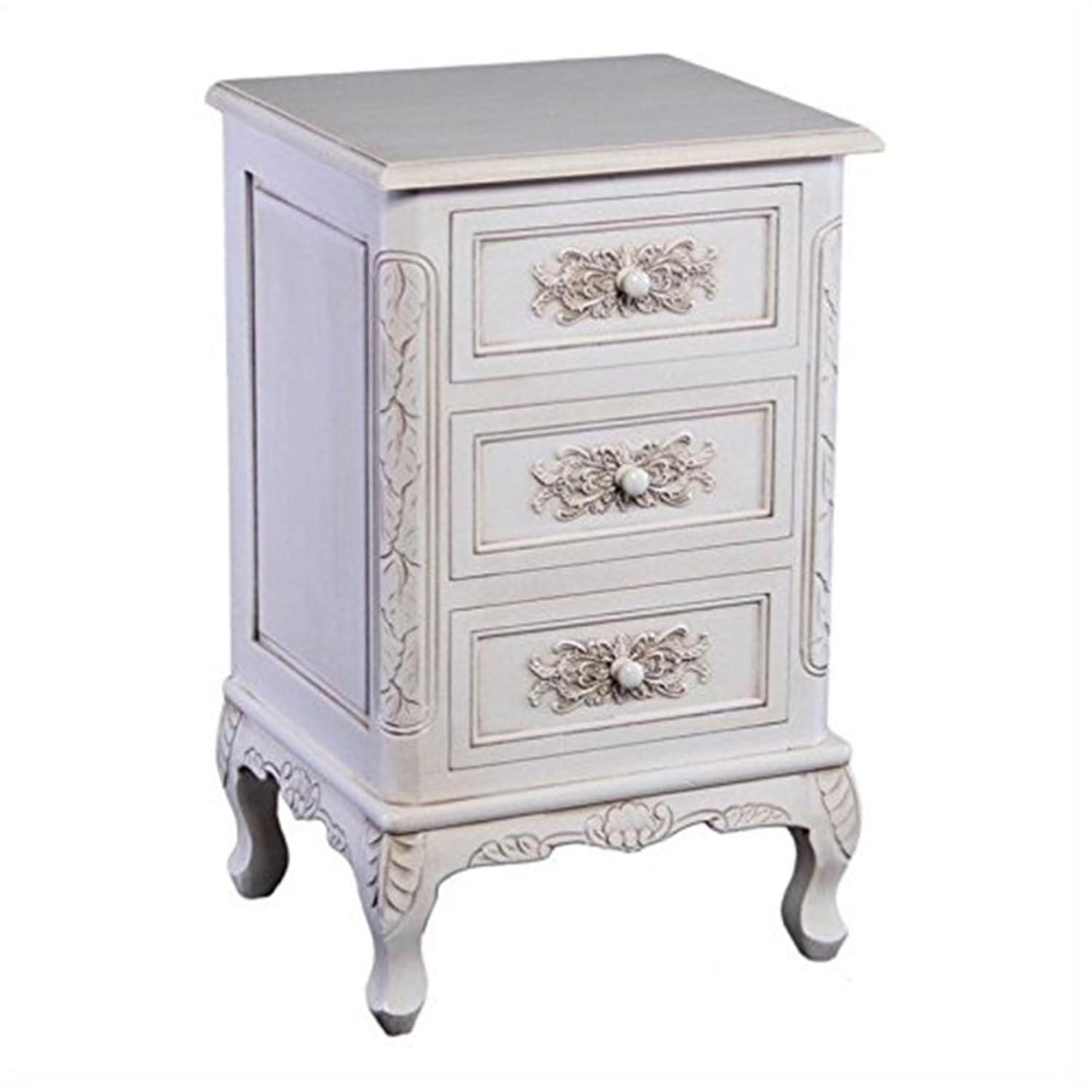 International Caravan Windsor 3 Drawer End Table in Antique White