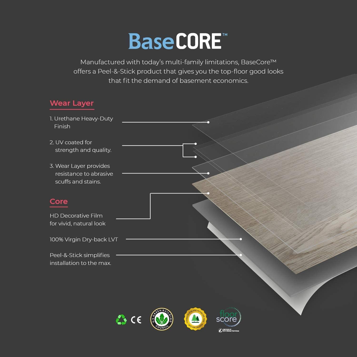 Lucida Surfaces BaseCore Kiln Peel and Stick Vinyl Flooring Plank 1 Sample Pack