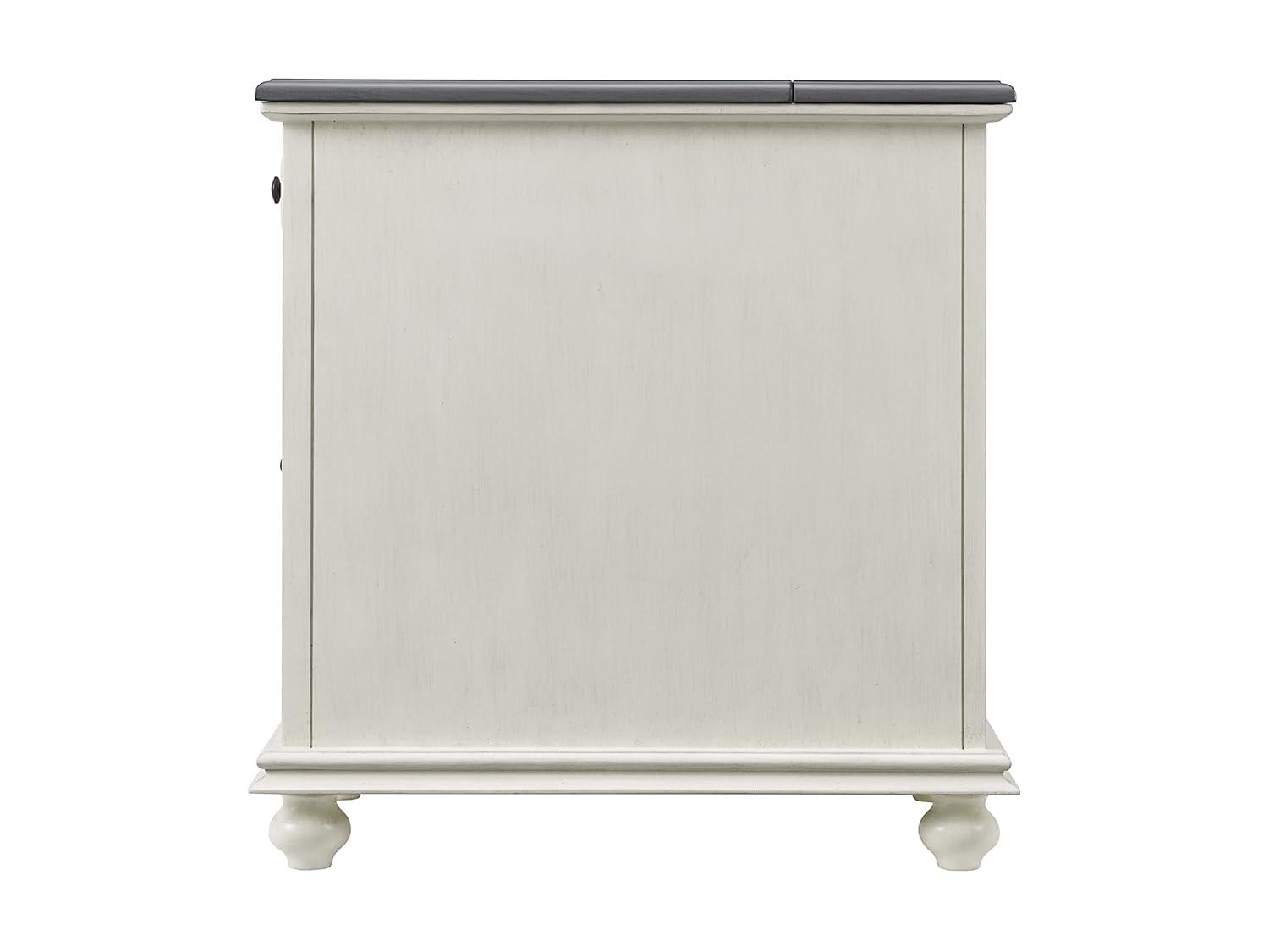Martin Svensson Home White with Gray Top Elegant Chairside Table with Power