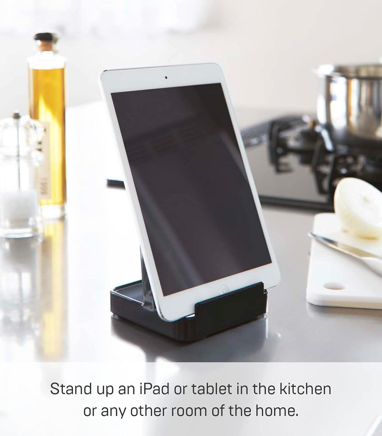 Compact Black Plastic Kitchen Utensil and Lid Stand